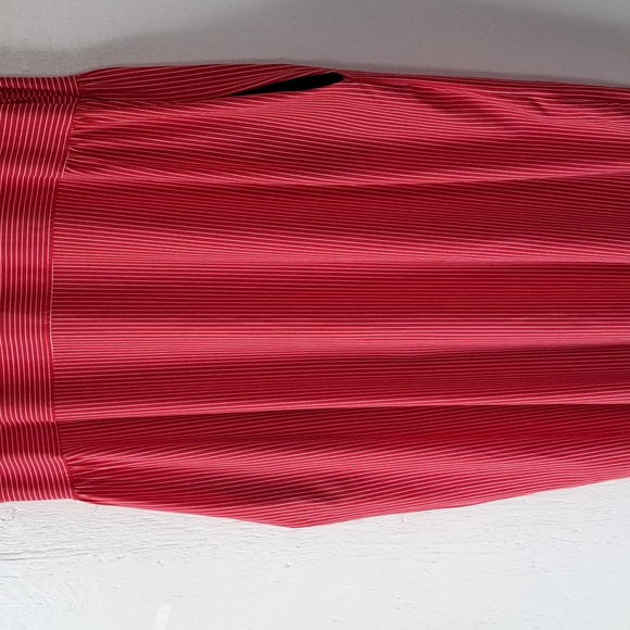 Chiara Cocol Milano Red & White Striped Midi Dress with Blue Trim SZ L - Picture 4 of 12